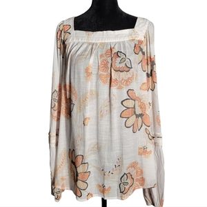 LC Lauren Conrad Women's Size XL Floral Flowy Lightweight Blouse White